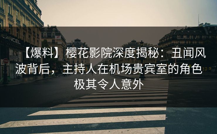 【爆料】樱花影院深度揭秘：丑闻风波背后，主持人在机场贵宾室的角色极其令人意外