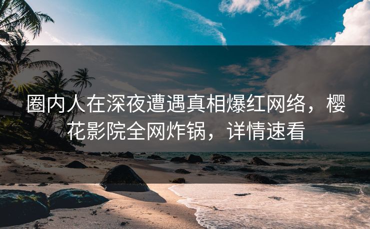 圈内人在深夜遭遇真相爆红网络，樱花影院全网炸锅，详情速看