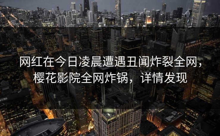 网红在今日凌晨遭遇丑闻炸裂全网，樱花影院全网炸锅，详情发现